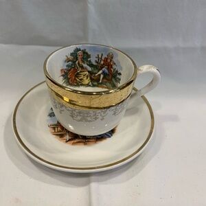 Vintage 22k Gold Accented Demi Cup and Saucer